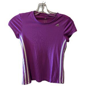 Adidas Climacool Top Purple Striped Short Sleeve Athletic Tee Activewear Gym S